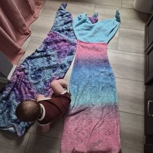 Colorful Mermaid Tail Blanket for Kids